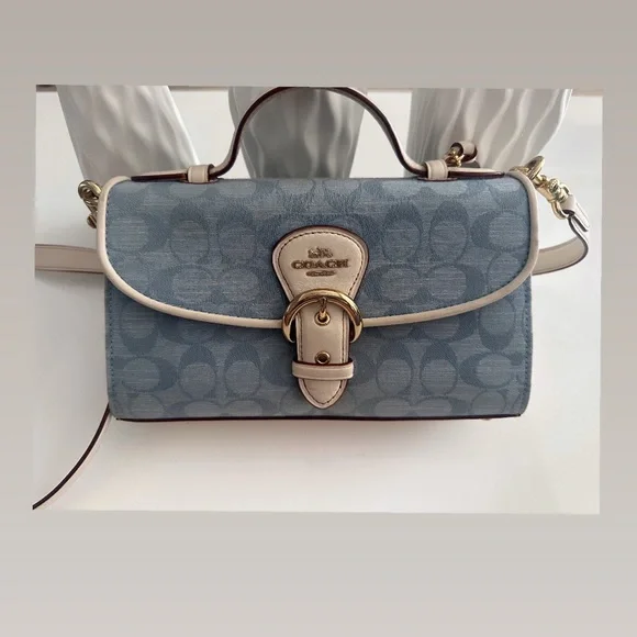 Coach Blue and Cream Crossbody Bag with Signature Design - Picture 1 of 8